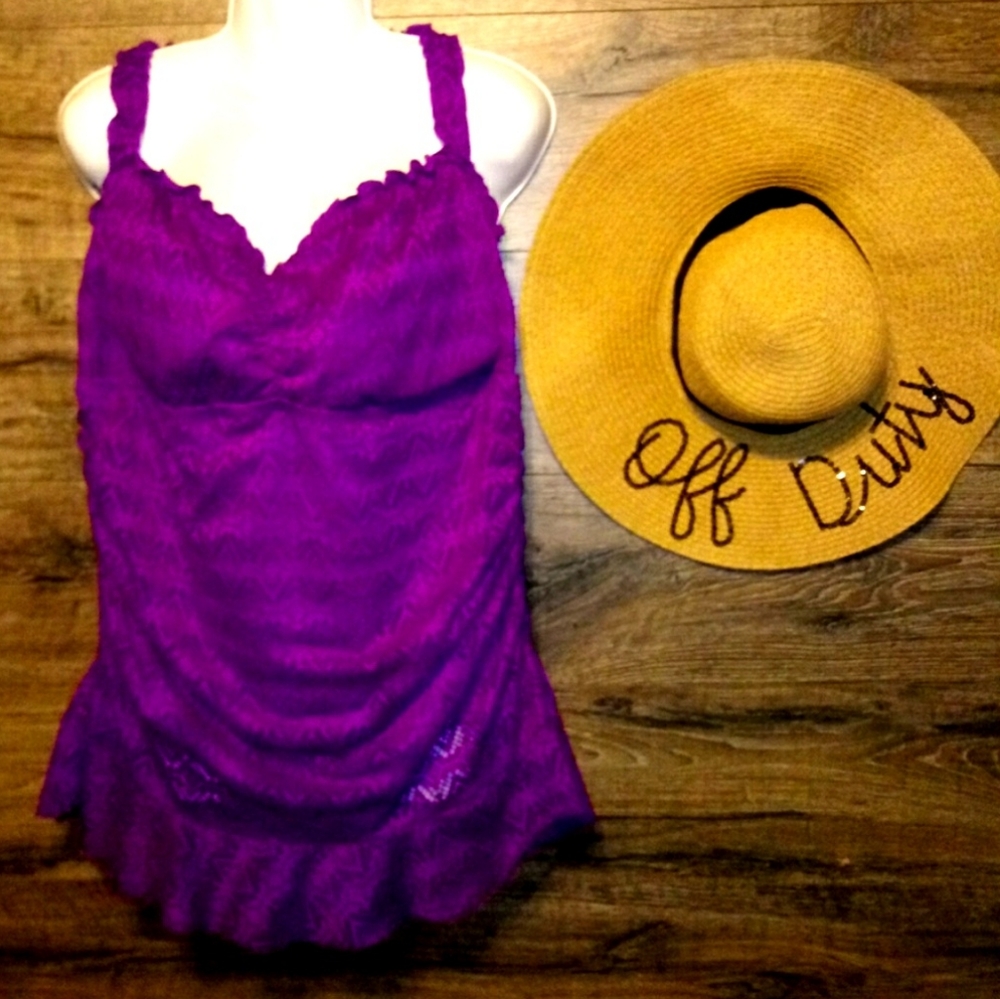 Mossimo Swim Suit Size 3X Peplum Mesh Ruched - Picture 7 of 11